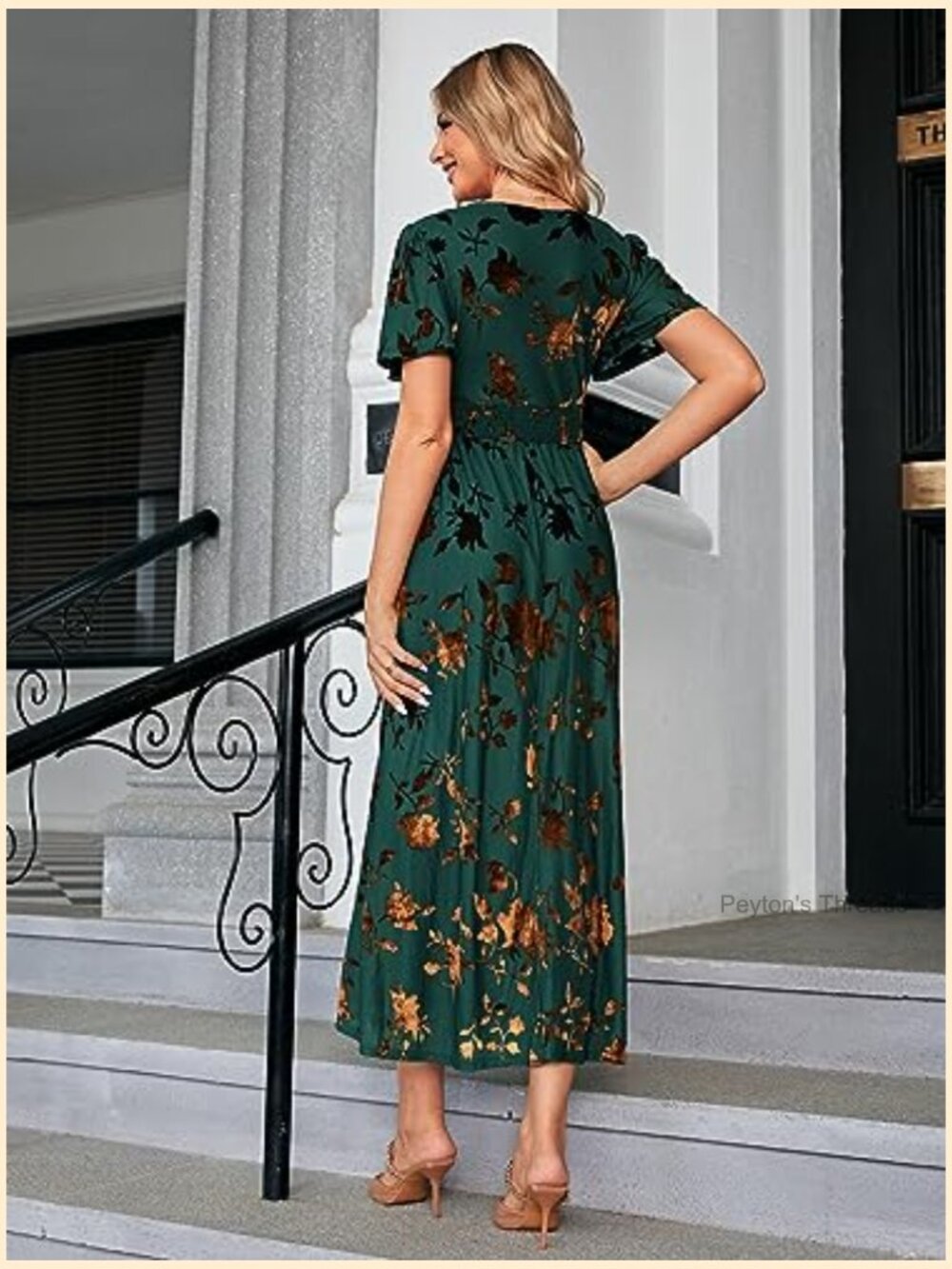 Velvet V Neck Maxi Dress Short Sleeve Empire Waist Formal Wedding Guest - Picture 4 of 6